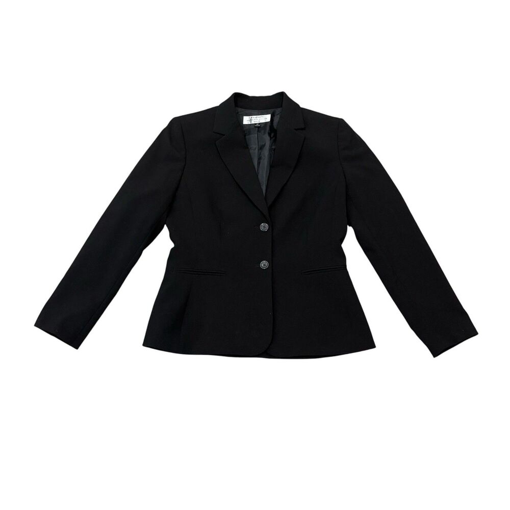 Tahari Black Women's 2 Button Blazer Size 6P Petite Classic Office Career Work